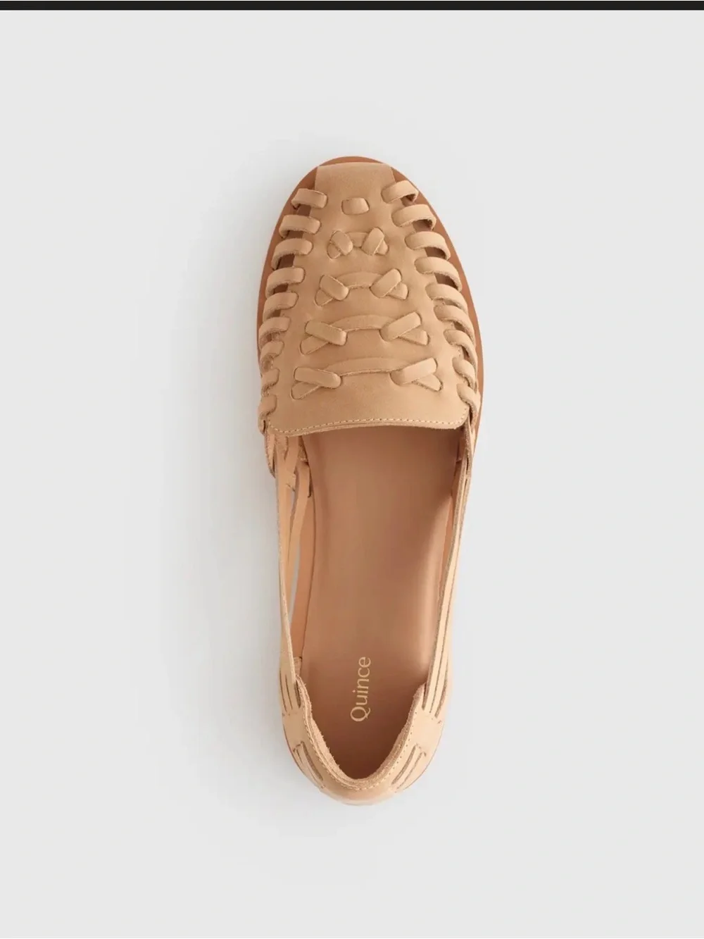 Quince 100% Leather Huarache Flat in Cashew